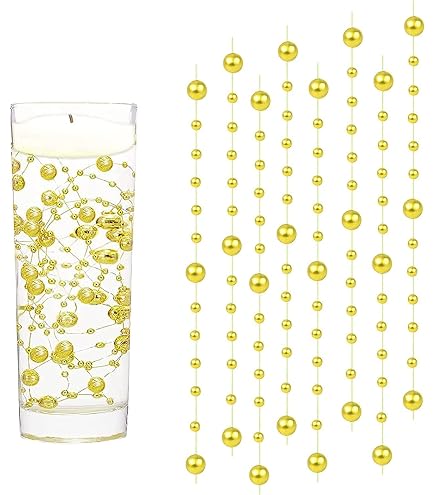 Kunstperlen Für Vasen & Schwimmende Kerzen – 50 Stück, Weiß, Schwebender Effekt, Für Hochzeit, Party, Deko (34 Cm Pro Schnur)