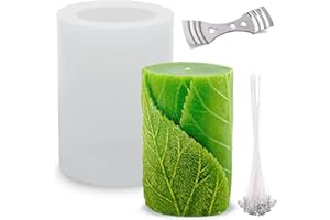 BANTI Moule Bougie Silicone Candle Mold 3D Moules pour Bougies Cylindrique Forme Moulle a Bougies Silicone Feuilles Moules à Bougie Faits à ​Main Pour Bougies Parfumées Savons Gelée
