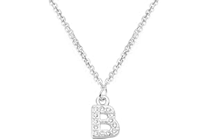 bifriend S925 Silver A-Z 26 Initial Crystal Pendant Chain Choker Necklace For Women Lady Girl