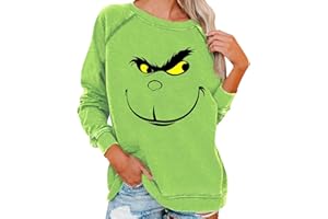 QWUVEDS Grinch Costume da donna natalizio Grinches felpa creativa maglione natalizio a maniche lunghe da donna felpa con cappuccio novità donna girocollo casual autunno maglione alla moda