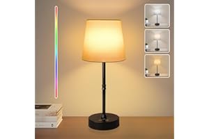 Befurglor Rechargeable Cordless Table Lamp, 3 CCT & RGB Color Changing Stepless Dimmable Touch Battery Operated Bedside Lamp, Portable Fabric Shade Desk Lamp for Dining Room Restaurant Bar