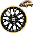 PRIGAN Wheel Cover for MICRA 14 Inch Black Yellow Wheel Cap (Available in 12,13,14 Inch) (Set of 4 Pcs) (Press Fitting) Model- Power GT Yellow-14