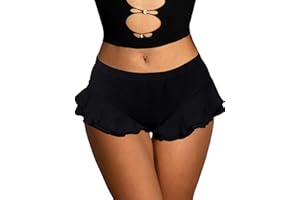 Navneet Hotpants Damen Sexy Booty Micro Shorts Low Waist Rüsche Mini Kurze Hose Festival Pole Dance Rave Outfit Sommer