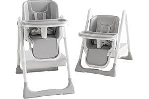 ONNWIN Trona Bebé Evolutiva, Trona para Bebe Ajustable y Reclinable, Plegable con Tabla de Comedor, De 6 a 36 meses, Gris