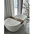 RuPS Modern Walnut Bathtub Tray, Premiume Solid Wood Shape Bathtub Caddy for Bathroom. (with Mobile/Tablet Holder, Large- 36" x 7" x 4")
