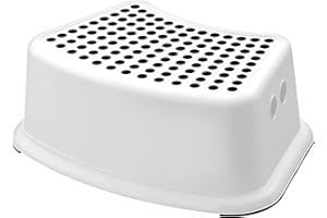 ADMOS Plastic Child Foot Step Stool Anti-Slip Cover on Top With For Children kids with a Max. Weight of 77 lb (Black/White)