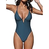 CUPSHE Costume da bagno da donna Costume intero da bagno con scollo a V profondo e cinturino regolabile sul retro incrociato