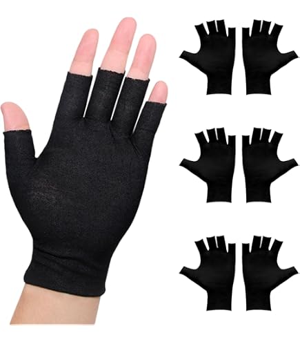 KASURE 12 Paar Fingerlose Baumwollhandschuhe Schwarz,Dünne Atmungsaktive Neurodermitis Handschuhe für Ekzeme und Trockene Hände,Stoffhandschuhe für Schlafen,Nachtpflege und Handpflege Kosmetik