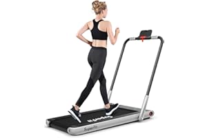 GOPLUS Tapis Roulant Elettrico Pieghevole, Velocità Regolabile 1-12 km/h, Altoparlante Bluetooth e Display a LED, con Telecomando e Supporto per telefono, Portata 120 kg (Argento(senza braccioli))