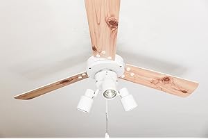 aireRyder - Cyrus Deckenventilator mit Beleuchtung | Leiser Ventilator mit Zugschalter in weiß, Wendeflügel in weiß/Kieferoptik. (Farbe: Weiß & Weiß / Kiefer), 107 x 107 x 39 cm