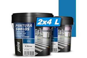 JOVIRA PINTURAS Pintura Suelos, Garajes y Pavimentos Deportivos en general, acabado Mate. Protege y decora las superficies de hormigón, cemento y asfalto. (2x4 Litros, Azul) A-15C