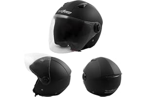A-Pro Casco Jet Visiera Scooter Moto Quad Omologato ECE 22-06 Matt Nero S