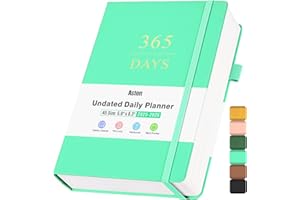 ASTEN Planner, Undated Daily Planner with To Do List, 365 Days Planner for ADHD, Agenda for Women Men, Hourly Planner Notebook for Goal Setting, Productivity Organizer with Calendar, 8.3" x 5.8" (Blue)