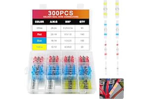 NEIVEINO 300 Pièces Cosse Thermoretractable Kit,0.25-6.0mm2 Voiture étanche Thermorétractables Souder Bout à Bout,4 Taper Souder Joint Fil Câble Connecteur, pour Automobile, Bateau