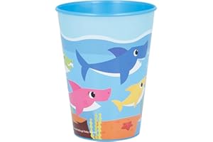 STOR Baby Shark Wiederverwendbarer Kinderbecher aus Kunststoff, 260 ml