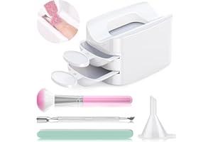 BELOVING Dipping Powder Nails Set Starter Kit, Dip Nails System Recycling Tablett mit Schaufel, Nagelstaub Pinsel, Nagelhautschieber und Nagelfeile, Dipping Powder Maniküre Zubehör für Nageldesign, Weiß