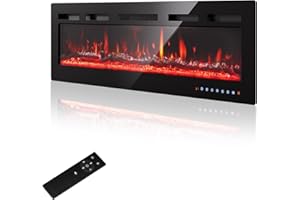 PURFINO 36"/92cm Electric Fireplace - Adjustable 12 Color Flame & Crackling Sound, 900W/1500W Fire Place with Precise 15-30°C Thermostat, Intuitive Touch Screen & Remote, Perfect for Media Walls