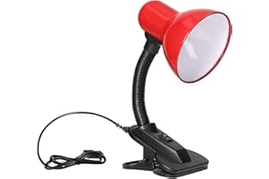 Virone LATSA 10W Lampe de Lecture Lit E27 Avec Clip et Interrupteur Acier + Plastique Flexible Longueur du câble ~ 90 cm (rouge)