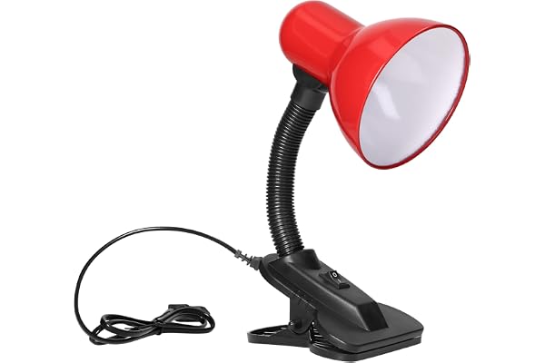 Virone LATSA 10W Lampe de Lecture Lit E27 Avec Clip et Interrupteur Acier + Plastique Flexible Longueur du câble ~ 90 cm (rouge)