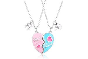 CERSLIMO Best Friend Necklaces - Magnetic Heart Friendship Necklace, Matching Friendship Gifts for Kids Teens Girls Jewellery, Friend Gifts for 2 Girls Birthday Christmas