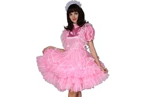 GOceBaby Women Sissy Maid Satin Organza Lockable Puffy Dress Uniform Costume
