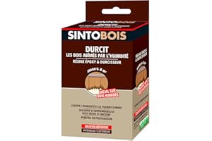 SINTOBOIS - Durcit le bois abîmé par l'humidité - Résine époxy & durcisseur - Arrête l'humidité et la pourriture - Renforce & imprègne le bois - Pénètre en profondeur - Intérieur & extérieur