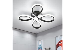 ‎COMELY Moderne LED Deckenleuchte, Schwarz 30W Schwarz 3500LM Deckenlampe LED, Creative Flower Form Acryl Deckenbeleuchtung LED für Balkon Diele Schlafzimmer Wohnzimmer, Kühl-weißes Licht, 6500K