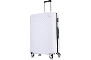 FLYMAX XL 32" Extra Large 4 Wheel Suitcases Spinner Lightweight Luggage ABS Travel Cases White 138 Liter with TSA Lock