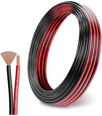 20 AWG Gauge Electrical Wire – Extension Cable 2 Cord (5.5 Meter/18 Ft Red 5.5 Meter/18 Ft
