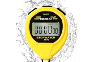 MOSTRUST Digital Waterproof Stopwatch, No Bells, No Clock, Simple Basic Operation, Silent, ON/Off, Large Display for Swimming Running Training Kids Coaches Referees Teachers (Yellow)