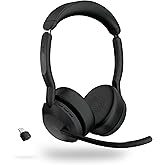 Jabra Evolve2 55 Stereo Kablosuz Kulaklık - AirComfort Teknolojisi, G&uuml;r&uuml;lt&uuml; &Ouml;nleyici Mikrofonlar ve Aktif G&uuml;r&uuml;lt&uuml; Engelleme &Ouml;