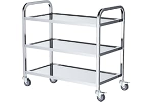 VELPAX Carrello da pranzo da cucina a 3 piani, 75x40x83,5 cm Carrello da pranzo in acciaio inox, rotolamento silenzioso per stoccaggio clinico Cucina Hotel Salone di bellezza