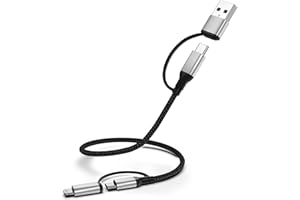 ACECENE 4 in 1 Ladekabel, 60cm Multi USB Kabel 3A Schnellladekabel USB C/USB A auf USB C, 2.4A Typ C/USB A auf Lightning Kabel mit Datenübertragung für iPad iPhone Pro Max Samsung Huawei Xiaomi Oneplus
