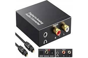 Convertidor Digital a Analógico Aolirot Óptico a RCA 192kHz DAC Audio Óptico Coaxial Toslink a Analógico Estéreo L/R con Volumen Ajustabl Soporte PCM/LPCM para HDTV PS3 PS4 DVD BLU-Ray Amplificador AV