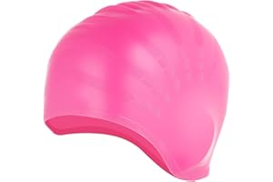 VAKLER Bonnet de Bain Protection Oreille 3D, Bonnets de Bain pour Femmes et Hommes Bonnet de Natation Silicone Etanche Natation pour Cheveux Courts/Longs Bonnet pour Adultes et Jeunes