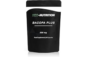 NEO-NUTRITION Bacopa Monnieri 500mg High Strength 60 Capsules | Bacopa-Extract Ayurvedic Brahmi Powder Capsules | Vegan, Non-GMO Allergen & Gluten Free | Made in UK