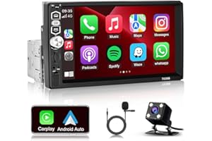 LEEKOOLUU 1 DIN CarPlay Autoradio con Schermo Touchscreen da 7 Pollici Android Auo Bluetooth Vivavoce FM Radio USB, AUX, SD/TF Auto Radio Video Player Mirror Link +Controllo Remoto+Microfono