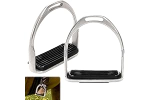Cididu 2 Pack Horse Riding Stirrups, Metal Hose Saddle Stirrup with Rubber Pad, Safety Knee Ankle Protection Saddle Pain Stress Relief