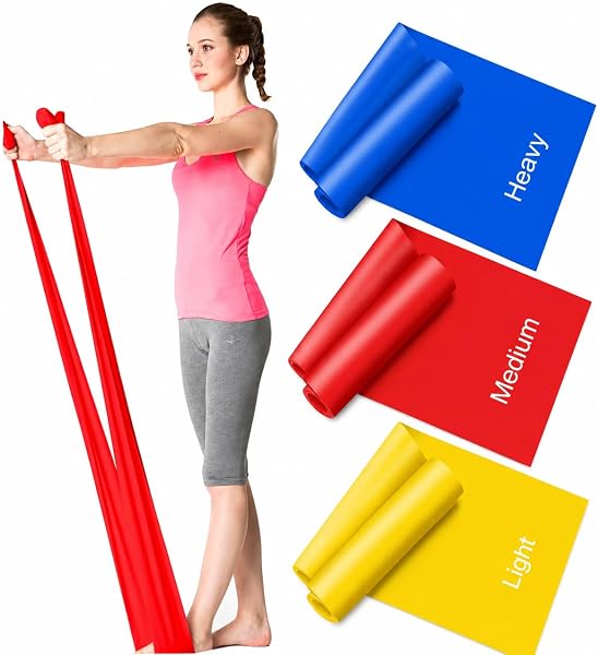 Resistance Bands Set [Set of 3] 1.5M/4.9ft Skin-Friendly Exercise Bands with 3 Resistance Levels,Workout Bands Set for W