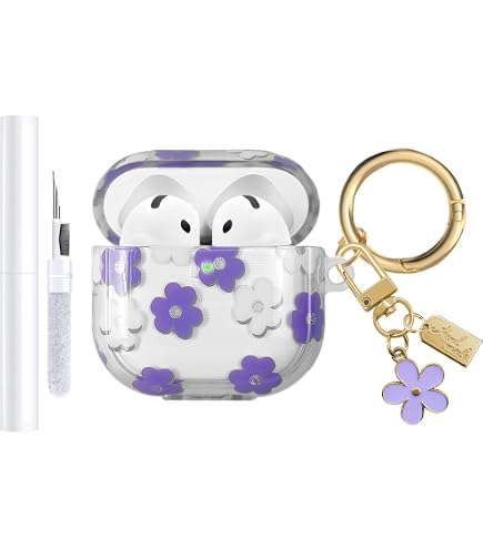 Coque AirPods 3 Motif Nœud Rose Avec Pendentif Fleur - TPU Souple, Transparente - Protection Anti-chocs, Mousqueton Inclus