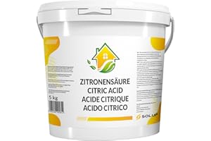 SOLUP Zitronensäure Pulver 5kg I Citronensäure Zitronensäure Lebensmittelqualität I Citric Scid Powder I Citronensäure Pulver Rein I Zitronenpulver zum Kochen zum Putzen natural Entkalker (5 kg)