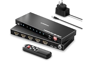 AVIDGRAM Switch HDMI a 4 porte 4K 120Hz, Switcher HDMI 2.1 4 in 1 out 8K 60Hz con estrattore audio Toslink 3,5 mm e telecomando, 16 modalità EDID, HDCP 2.3, HDR10, VRR, ALLM, QFT, CEC