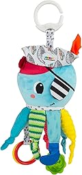 LAMAZE Captain Calamari - Clip & Go Pram Baby Toys 0-6 Months - Sensory Toys for Babies' Development - Soft Plush Girls & Boys Toys - Expertly Designed Newborn Toys - Baby Essentials for Newborn & Up