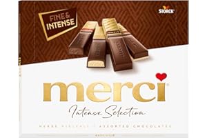 ‎MERCI merci Finest Selection Herbe Vielfalt – 1 x 250g – Erlesene Schokoladen-Spezialitäten aus dunkler Schokolade – Gefüllte und nicht gefüllte Pralinen