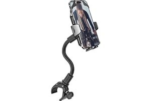 Dosvsi Handyhalterung Indoor Fahrrad Schwanenhals, Lenker Handyhalter für Heimtrainer/Laufband/Spin Bike, Stationär Fahrrad Clip für iPhone 15 14 Pro Max Mini, Galaxy S/A, Z Flip, 4-7" Telefone