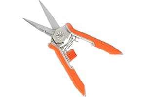 FLORA GUARD Tijeras de podar con micropuntas de 6.5 pulgadas, tijeras de podar manuales para jardinería, tijeras de podar con acero inoxidable (naranja)