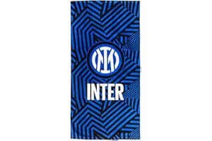 Inter Drap de Plage en Mousse, 70 x 140, Logo, 100% Coton, Produit Officiel, Graphique Nerazzurra