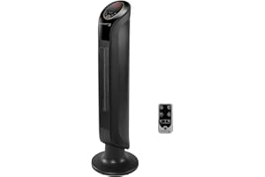 Rowenta Intense Comfort Hot - Calefactor bajo consumo cerámico de torre, silencioso, 3 potencias regulables hasta 2400 W, función Eco, función auto y manual, incluye mando a distancia, SO9420