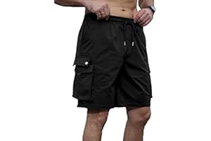 Halfword Cargo Corti Pantaloncini Uomo Casual Shorts 8 Tasche Cotone Coulisse Estivi