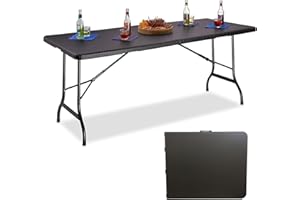 MaxxGarden Table Pliante - Table de Jardin adaptée au Camping, à la Plage, aux fêtes, etc - 180x75x74 cm - Table de Jardin Exterieur - Noir